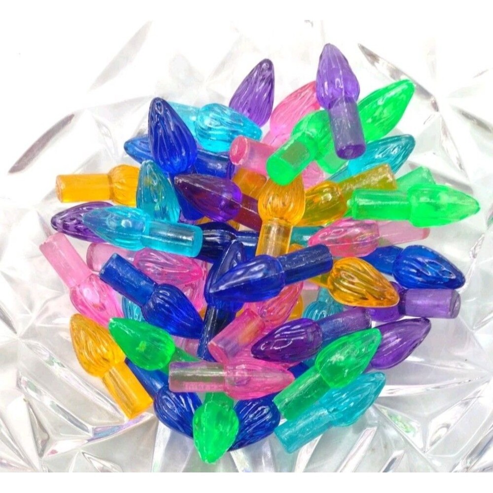 50 Vintage Pointy Small 1" Twist Bulbs Replacement Lights Ceramic Christmas Tree